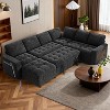 Vipbear 7-Seat Modular Sectional Sleeper Sofa with Pull-Out Bed, Reclining Backrest, USB Ports, Table, LED Lights & Storage Seats,Gray - 2 of 4
