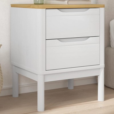 vidaXL FLORO Bedside Cabinet White 17.7"x15.4"x22.4" Solid Wood Pine