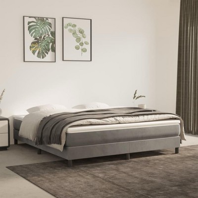 vidaXL King Sized Box Spring Bed Frame – Light Gray Velvet, Plywood, and Engineered Wood