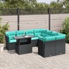 vidaXL Patio Sofa Set with Cushions Modular Outdoor Seating 9 Piece Poly Rattan - Black Without Storage - 2 of 4