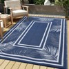 8 X 10 ft Plastic Gray White Rectangular Beach Front Porches Patio Picnic RV Camping Garage Leaves Border Modern Area Rug - 2 of 4