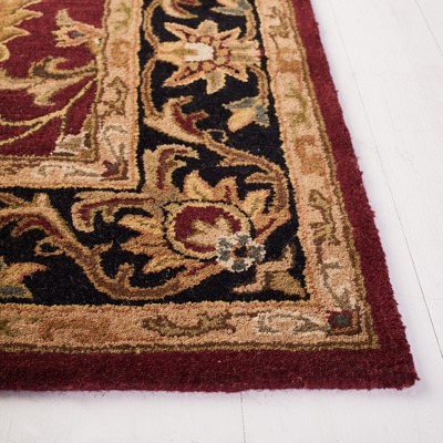 Handmade Red and Black Wool Rectangular Area Rug
