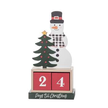 Transpac Wood 9.76 in. Multicolored Christmas Snowman Block Countdown Set of 3