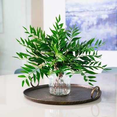 19-inch Green Fern Arrangement in Clear Glass Vase