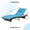 Outdoor Chaise Lounge Chair Set of 2, Wicker Reclining Lounge with Adjustable Backrest & Cushion, Sunbathing Chair for Patio Pool Garden - 3 of 4