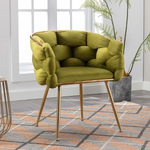Okak Luxury Modern Velvet Accent Arm Chair,Elegant Single Sofa with Padded Back,Comfy Chair for Living Room,Bedroom,Office - 1 of 4