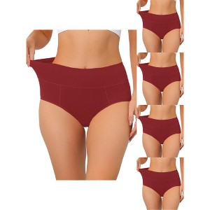 Allegra K Women's Plus Size High Waist Available in Tummy Control 5 Packs Briefs - 1 of 4