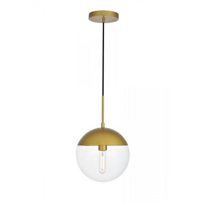 Elegant Lighting Eclipse 1 Light Brass Pendant With Clear Glass