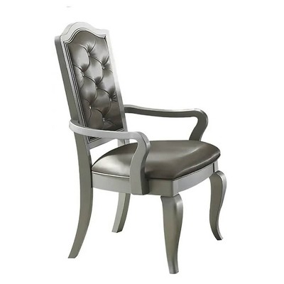 Dresden Vintage Bone White Floral Leather Accent Chair