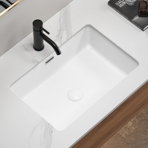 ChicFurnit Bathroom Sinks Rectangle Undermount Ceramic Basin Thin Edge Basin Vessel Sink for Bathrooms, White, 21.85"*15.55"*7.48" - 1 of 4