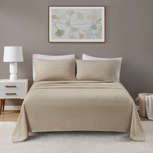 4 Pcs Elegant Oversized Cotton Flannel Sheet Sets, All Season Bedding Set, Cozy Home Textile fits Lux Bedroom Decor - 1 of 4