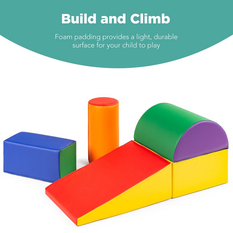 Best Choice Products 5-Piece Kids Climb & Crawl Soft Foam Block Playset Structures for Child Development, 2 of 8