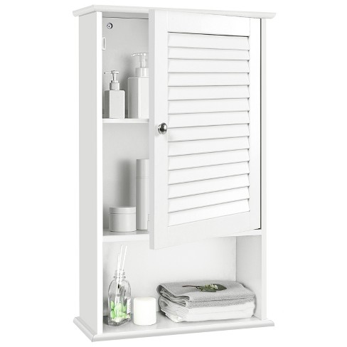 Costway Wall Mounted Bathroom Medicine Cabinet Storage Cupboard With Towel  Bar Brown/grey : Target