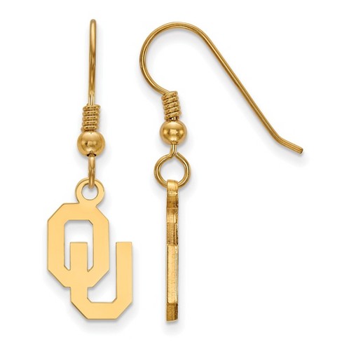 Black Bow Jewelry 14k Yellow Gold Plated Sterling Silver Oklahoma Sooners NCAA Dangle Earring - image 1 of 3