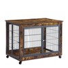 JUJABU Rustic Brown Furniture Dog Cage Crate with Double Doors - 2 of 4