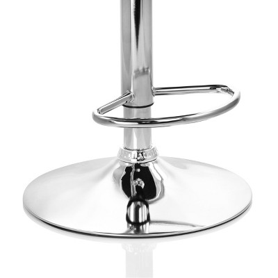 Red Faux Leather Adjustable Swivel Bar Stool with Chrome Base