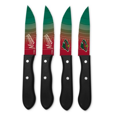 French Home Laguiole 4pk Stainless Steel Connoisseur BBQ Steak Knives with  Wood Handles Black