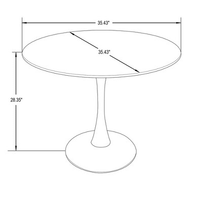 Bristol Black Round Mid-Century Modern Dining Table with Wood Top