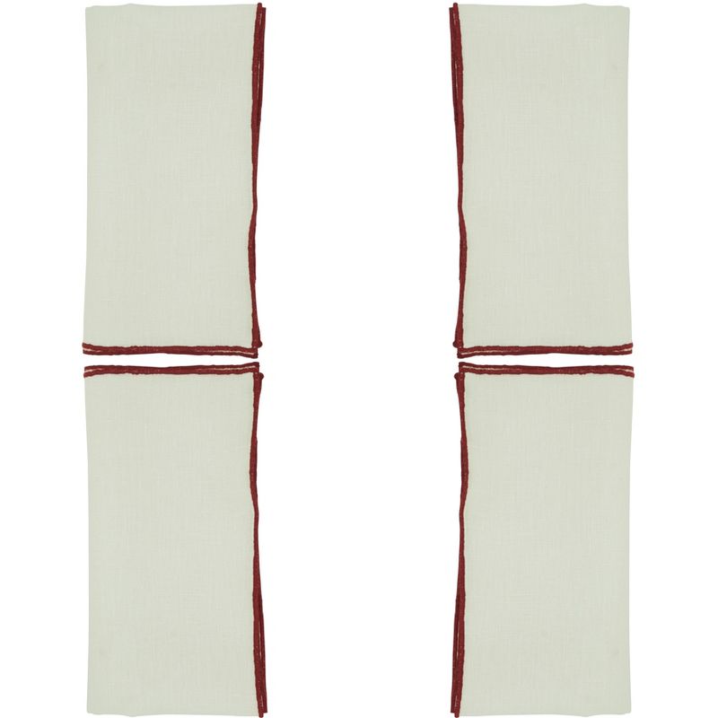 Saro Lifestyle Stitched Border Stonewashed Linen Napkins (Set of 4), 3 of 5
