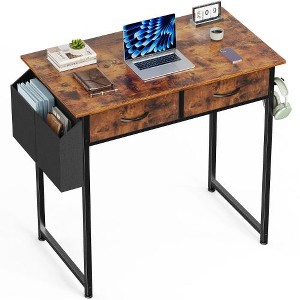 CAVINAS 32" Storage Office Desk with Side Bag & Headphone Hook, Small Desk with Drawer, Wooden Computer Desk for Study/Craft Station - 1 of 4