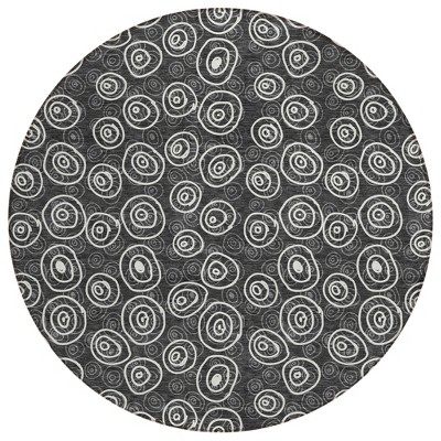 Black Gray And Ivory Geometric Washable Indoor Outdoor Area Rug