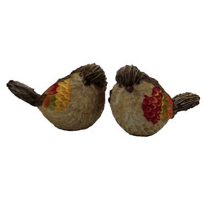 Fall 3.25" Harvest Birds Set/2 Autumn Decorative  -  Decorative Figurines