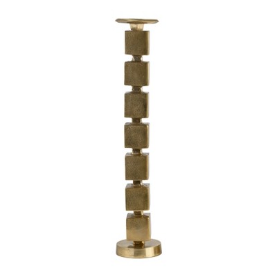 Modern Metal Pillar Candle Holder - Aluminum Taper Candle Stand with Square Design - Elegant Home & Office Decor for Living Room, Bedroom 24" Gold