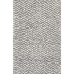 Nuloom Flora Geometric 9x12 Wool Area Rug for Living Room Bedroom Dining Room Kitchen, Grey/Ivory - 1 of 4