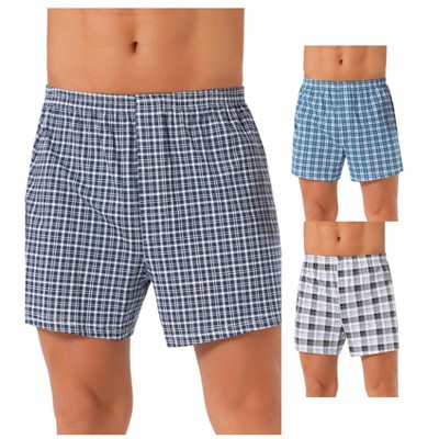 INSPIRE CHIC Men's 3 Pack Classic Plaid Pattern Boxer Shorts Underwear