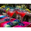 Dos Sueños Mexican Hand Blown  Modern Margarita Glasses - Aqua Rim - 12oz - Set of 4 - 3 of 4
