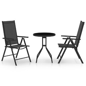 vidaXL 3 Piece Bistro Set Aluminum and Textilene Black - 1 of 4