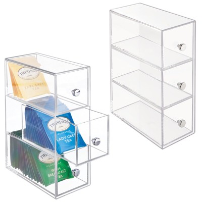 mDesign Plastic Kitchen Storage Tea Organizer, Flips, 3 Drawers : Target
