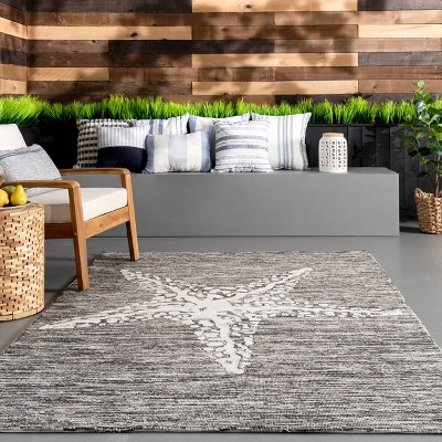Reversible Gray Starfish Design Synthetic Area Rug
