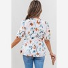 Amaryllis Women’s Puff Sleeve Smocked Waist Square Neck Printed Top with Ruffle Trim Flowy Hem - 3 of 4