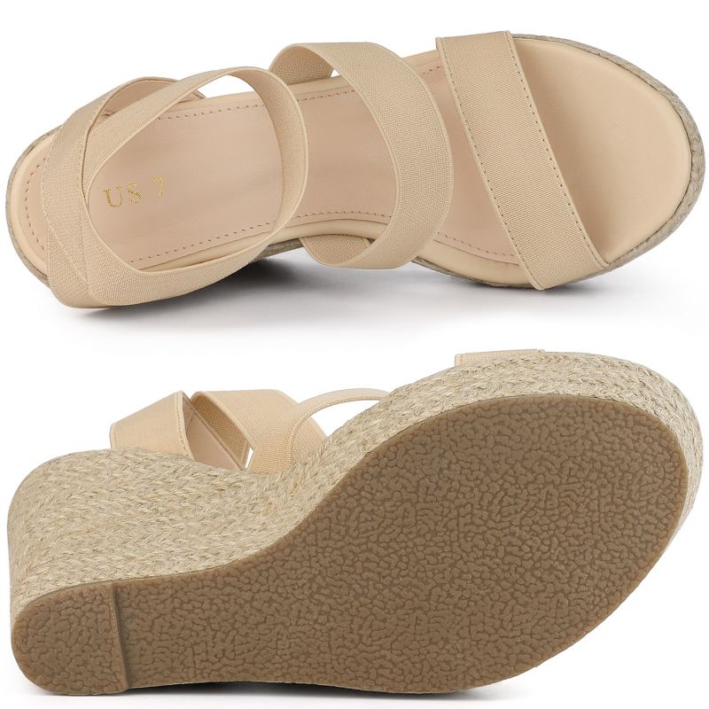 Allegra K Women's Platform Slingback Elastic Strap Espadrille Wedges Heel Sandals, 4 of 6