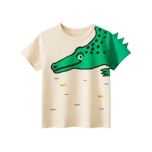 MyKids-Usa Boys’ Cartoon Alligator Print T-Shirt In European And American Style - 1 of 4
