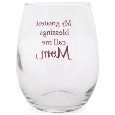Elanze Designs Greatest Blessings Call Me Mom 14 Ounce Black Stemless Wine Glass Tumbler