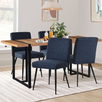 5-Piece Dining Set for 4 ,Rectangular 59" Dining Table Wood Grain Top with Upholstered Dining Chairs for Dining Room, Living Room-Tanpinhause