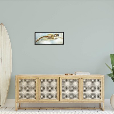 Peaceful Sea Turtle Swimming Canvas Print with Black Frame