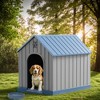 SEVOBAL Pet Crates and Houses Pointed Roof Dog House Waterproof UV Resistant with Hidden Nails Side Vents for Outdoor, Blue, 38.62"*36.26"*38.07" - 2 of 4