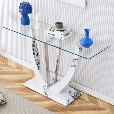 NicBex Dining Room Table Counter Height Table Kitchen & Dining Room Tables Bar Height Table with Unique Form Base and Glass Top for Kitchen
