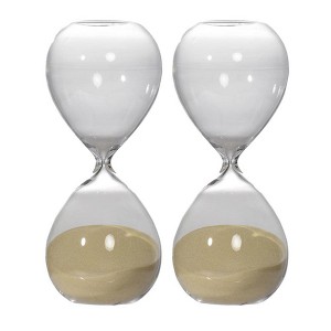 TopComfy Decorative Object Ferdinand 30 Minute Hourglass Set of 2 for Contemporary Home and Office Decor, Beige, 6"*3"*8" - 1 of 4