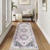 Vintage Washable Floral Printed Area Rug with Non-Slip Backing Farmhouse Oriental Distressed Low Pile Carpet - 4 of 4
