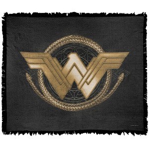 Wonder Woman Movie Lasso Logo Blanket 50"x60" Woven Tapestry - 1 of 4