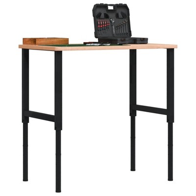 vidaXL Adjustable Work Bench Frames 2 pcs Metal 21.7"x(27.2"-37.6") Black