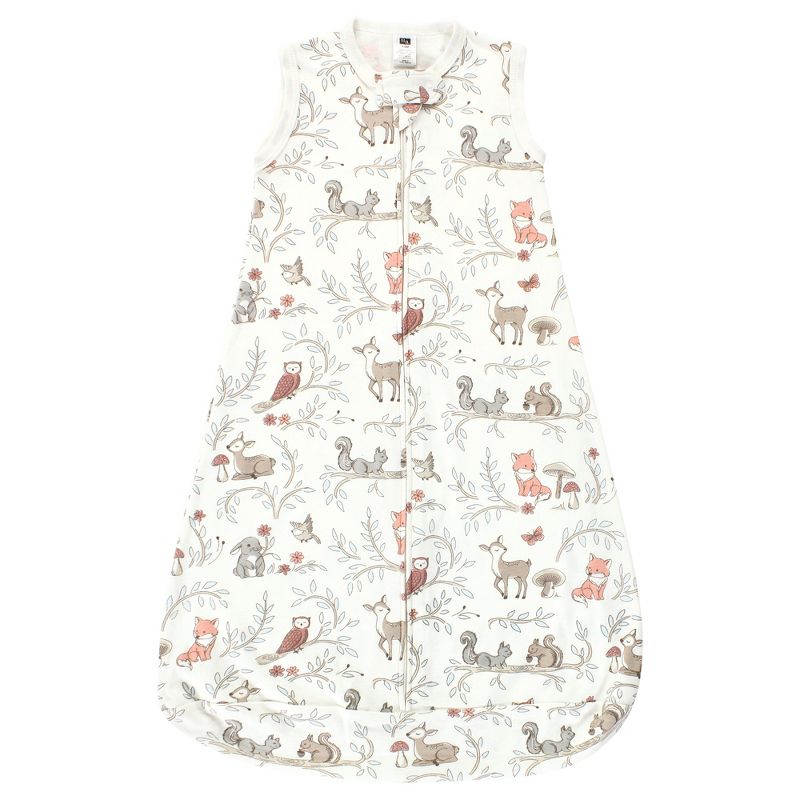 Hudson Baby Infant Girl Cotton Long-Sleeve Wearable Sleeping Bag, Sack, Blanket, Girl Woodland Pals Sleeveless, 3 of 5