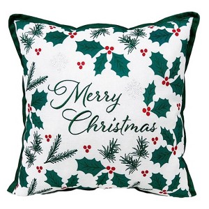 Celebrations - Home - Holly Berry Merry Christmas Pillow - White - 16 in. - Case of 4 - 1 of 1