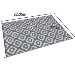 Waterproof, Plastic Straw Area Rug, Large Floor Mat Reversible, Geometric RV Mat for Patio Porch Balcony Backyard  Camping - 1 of 4
