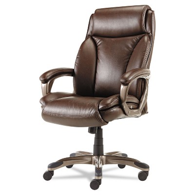 Alera Veon Series Executive HighBack Leather Chair Coil Spring CushioningBrown VN4159