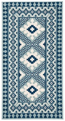 Blue and Ivory Southwestern Indoor/Outdoor Area Rug
